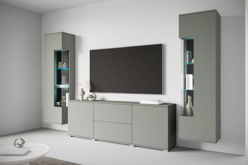 INOSIGN Wohnwand KENIA, (Komplett-Set, 3-St), Vitrinen mit Eckverglasung, hängend und stehend montierbar von INOSIGN