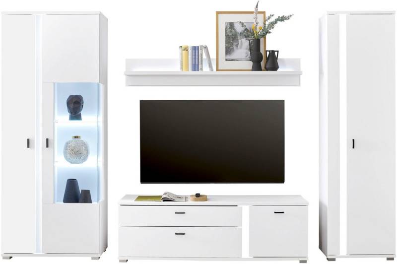 INOSIGN Wohnwand LONG ISLAND, (Set, 4-St), in moderner Trendfarbe,inklusive senkrechter Beleuchtung,Breite 305 cm von INOSIGN