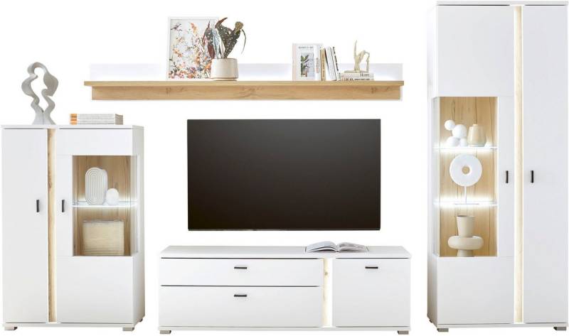 INOSIGN Wohnwand LONG ISLAND, (Set, 4-St), in moderner Trendfarbe,inklusive senkrechter Beleuchtung,Breite 330 cm von INOSIGN