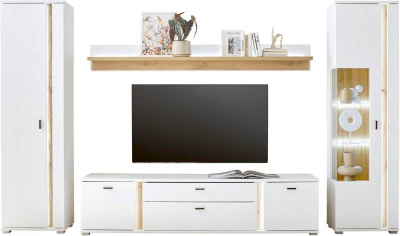 INOSIGN Wohnwand LONG ISLAND, (Set, 4-St), in moderner Trendfarbe,inklusive senkrechter Beleuchtung,Breite 330 cm von INOSIGN