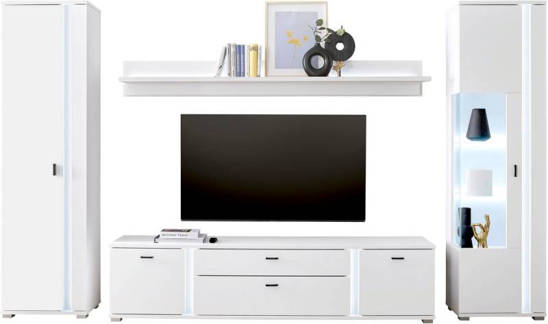 INOSIGN Wohnwand LONG ISLAND, (Set, 4-St), in moderner Trendfarbe,inklusive senkrechter Beleuchtung,Breite 330 cm von INOSIGN