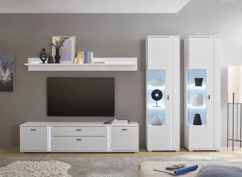 INOSIGN Wohnwand LONG ISLAND, (Set, 4-St), in moderner Trendfarbe,inklusive senkrechter Beleuchtung,Breite 330 cm von INOSIGN