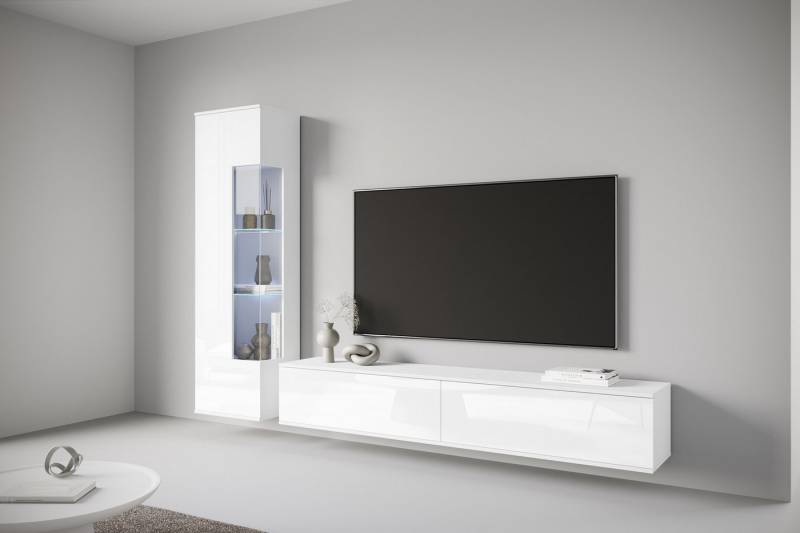 INOSIGN Wohnwand Kenia, Vitrine Türanschlag links/rechts wechselbar, (Komplett-Set, 2-St), Vitrine mit Eckverglasung, hängend und stehend montierbar von INOSIGN