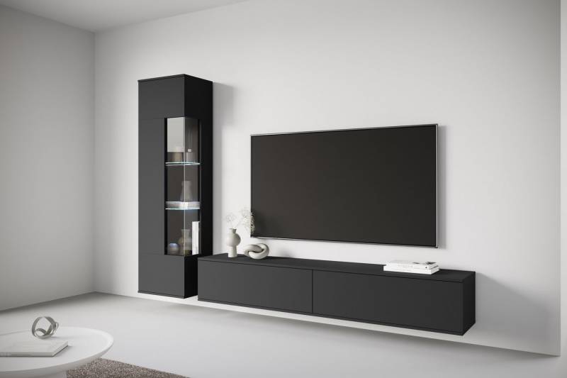 INOSIGN Wohnwand Kenia, Vitrine Türanschlag links/rechts wechselbar, (Komplett-Set, 2-St), Vitrine mit Eckverglasung, hängend und stehend montierbar von INOSIGN