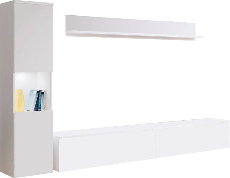 INOSIGN Wohnwand PARIS, Vitrine Türanschlag links/rechts wechselbar, (Komplett-Set, 3-St), grifflose Design, stehend und hängend montierbar von INOSIGN