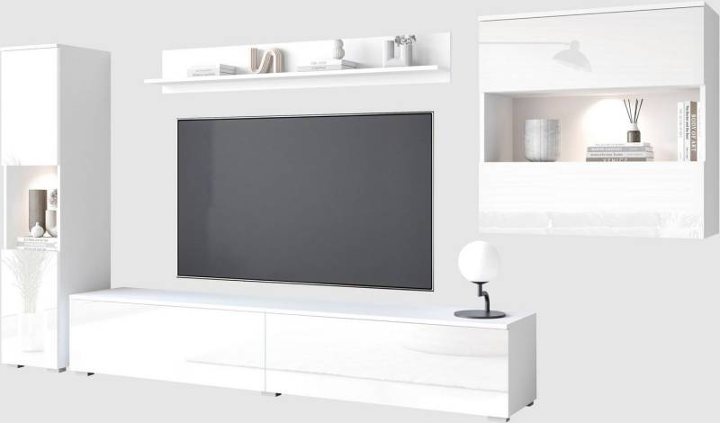 INOSIGN Wohnwand PARIS, Vitrine Türanschlag links/rechts wechselbar, (Komplett-Set, 4-St), grifflose Design, stehend und hängend montierbar INOSIGN Wohnwand PARIS, Vitrine Türanschlag links/rechts wechselbar, (Komplett-Set, 4-St), grifflose Design, stehend und hängend montierbar von INOSIGN