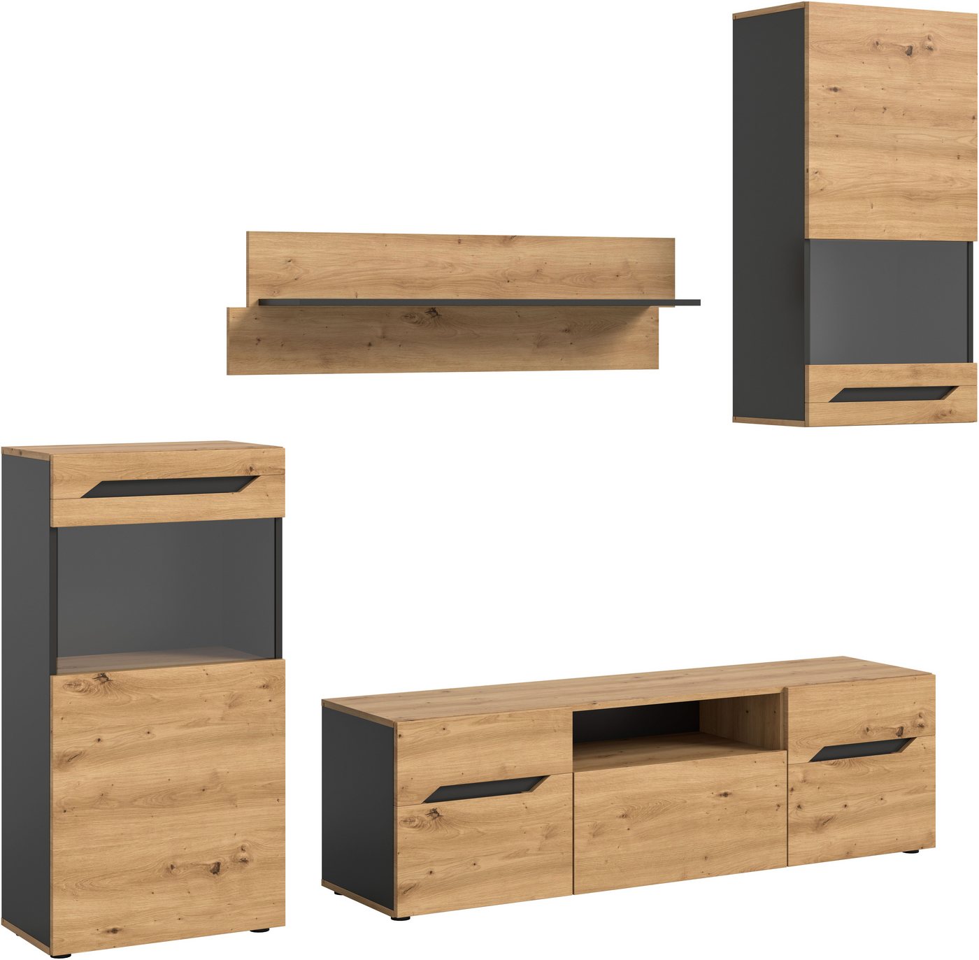 INOSIGN Wohnwand SERTA, 4-teilig, best. aus: 2x Vitrine, 1x Lowboad & 1x Wandboard, Anbauwand, Set, Möbelset, TV-Wand, Wohnzimmerset, Schrankwand INOSIGN Wohnwand SERTA, 4-teilig, best. aus: 2x Vitrine, 1x Lowboad & 1x Wandboard, Anbauwand, Set, Möbelset, TV-Wand, Wohnzimmerset, Schrankwand von INOSIGN