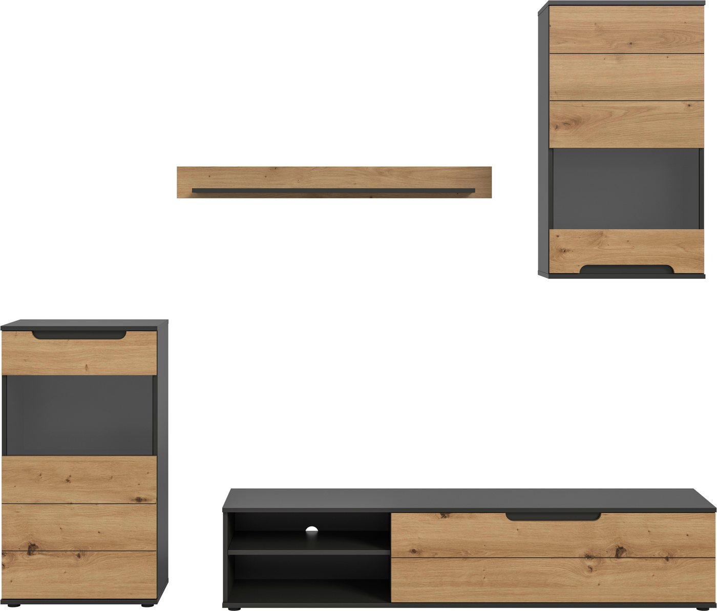 INOSIGN Wohnwand SKEPP, 4-teilig, best. aus: 2x Vitrine, 1x Lowboad & 1x Wandboard, Anbauwand, Set, Möbelset, TV-Wand, Wohnzimmerset, Schrankwand INOSIGN Wohnwand SKEPP, 4-teilig, best. aus: 2x Vitrine, 1x Lowboad & 1x Wandboard, Anbauwand, Set, Möbelset, TV-Wand, Wohnzimmerset, Schrankwand von INOSIGN