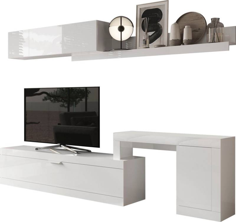 INOSIGN Wohnwand Slim, (4-St), 4-tlg., weiß Hochglanz Lack von INOSIGN