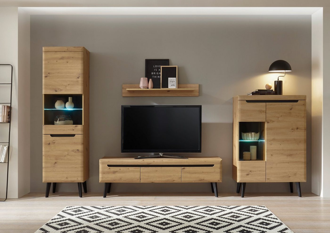 INOSIGN Wohnwand Torge, Anbauwand, Schrankwand, Mediawand, Wohnzimmer-Set, (Set, 4-St), Lowboard: 160x 40x 50 cm von INOSIGN