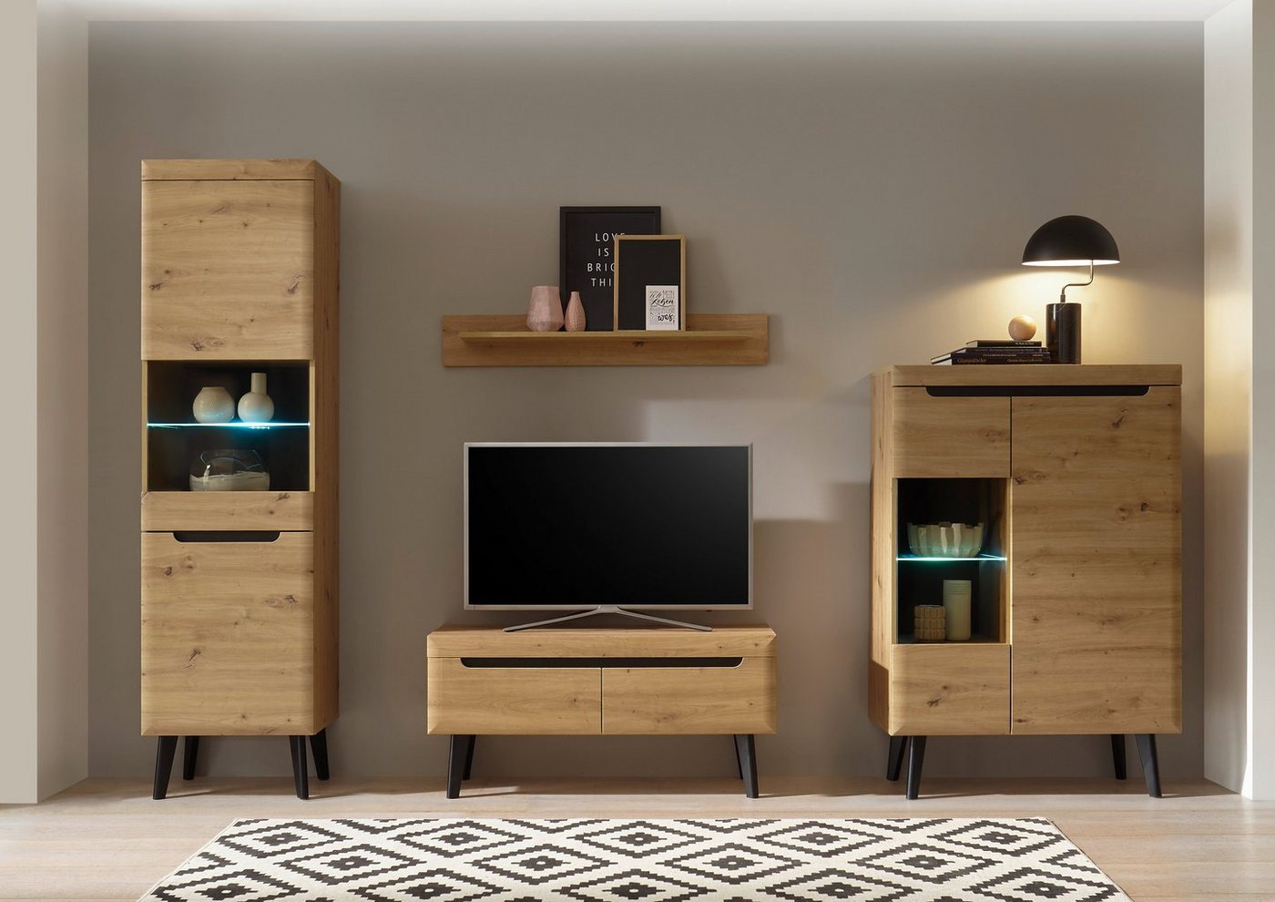 INOSIGN Wohnwand Torge, Anbauwand, Schrankwand, Mediawand, Wohnzimmer-Set, (Set, 4-St), Lowboard: (B/T/H): 107/ 40/ 50 cm von INOSIGN