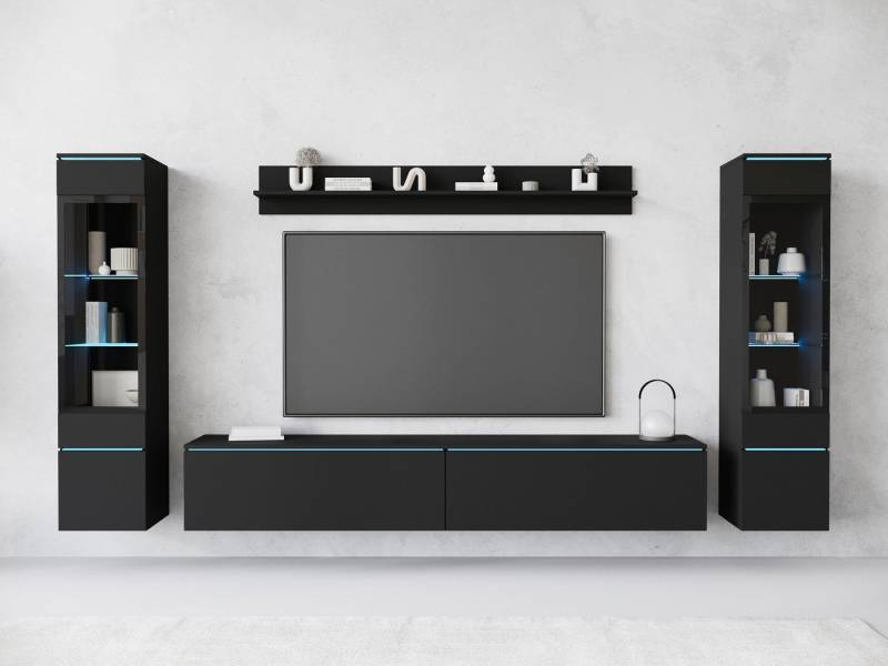 INOSIGN Wohnwand VERA II, Vitrinen Türanschlag wechselbar, (Komplett-Set, 4-St), Mediawand 260 cm, Vitrine mit Verglasung, stehend und hängend von INOSIGN