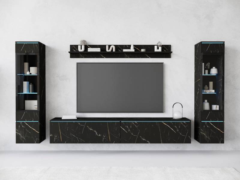 INOSIGN Wohnwand VERA II, Vitrinen Türanschlag wechselbar, (Komplett-Set, 4-St), Mediawand 260 cm, Vitrine mit Verglasung, stehend und hängend von INOSIGN