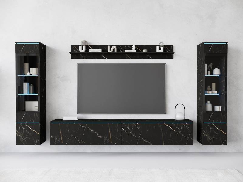 INOSIGN Wohnwand VERA II, Vitrinen Türanschlag wechselbar, (Komplett-Set, 4-St), Vitrine mit Verglasung, stehend und hängend, inklusive Beleuchtung von INOSIGN