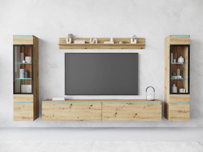 INOSIGN Wohnwand VERA II, Vitrinen Türanschlag wechselbar, (Komplett-Set, 4-St), Vitrine mit Verglasung, stehend und hängend, inklusive Beleuchtung von INOSIGN