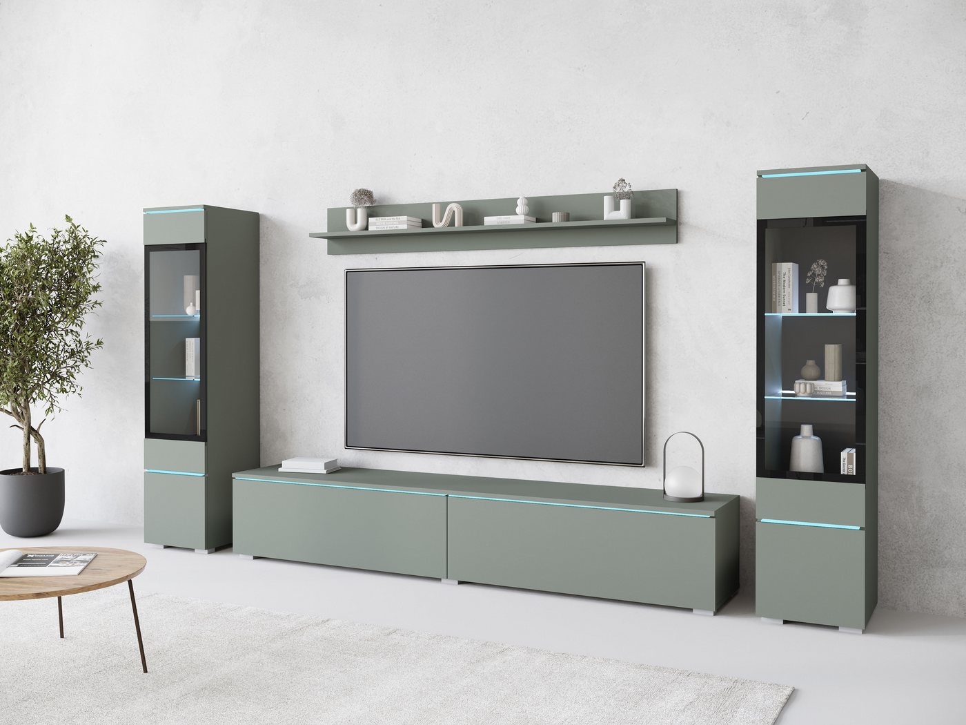 INOSIGN Wohnwand VERA II, Vitrinen Türanschlag wechselbar, (Komplett-Set, 4-St), Vitrine mit Verglasung, stehend und hängend, inklusive Beleuchtung von INOSIGN
