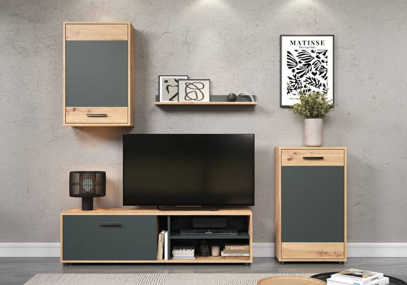 INOSIGN Wohnwand Valetta, (Komplett-Set, 4-St), inkl. Lowboard, Hängeschrank, Wandboard und Highboard von INOSIGN