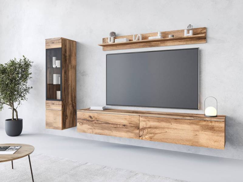 INOSIGN Wohnwand VERA I, Vitrinen Türanschlag links/rechts wechselbar, (Komplett-Set, 3-St), Mediawand 230 cm, Vitrine mit Verglasung, stehend und hängend von INOSIGN