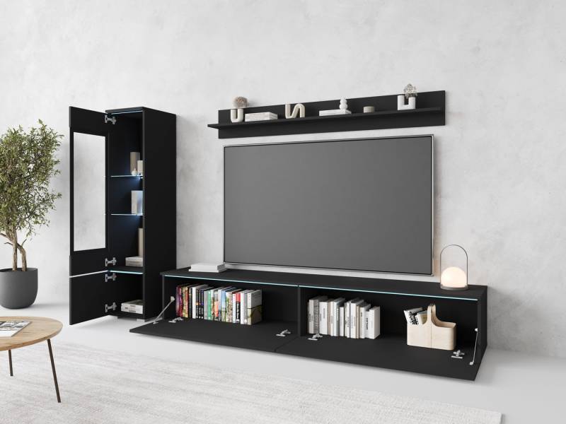 INOSIGN Wohnwand VERA I, Vitrinen Türanschlag links/rechts wechselbar, (Komplett-Set, 3-St), Mediawand 230 cm, Vitrine mit Verglasung, stehend und hängend von INOSIGN