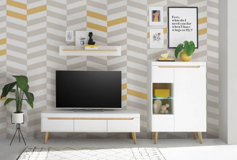INOSIGN Wohnwand Torge, Anbauwand, Schrankwand, Mediawand, Wohnzimmer-Set, (Set, 3-St), enthält 1 Vitrine, 1 Lowboard + 1 Wandboard, 270 cm breit von INOSIGN