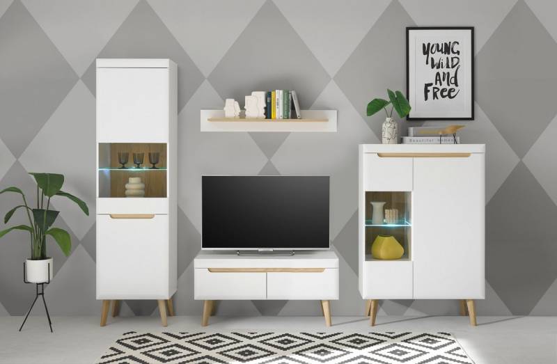 INOSIGN Wohnwand Torge, Anbauwand, Schrankwand, Mediawand, Wohnzimmer-Set, (Set, 4-St), enthält 2 Vitrinen, 1 Lowboard + 1 Wandboard, 290 cm breit von INOSIGN