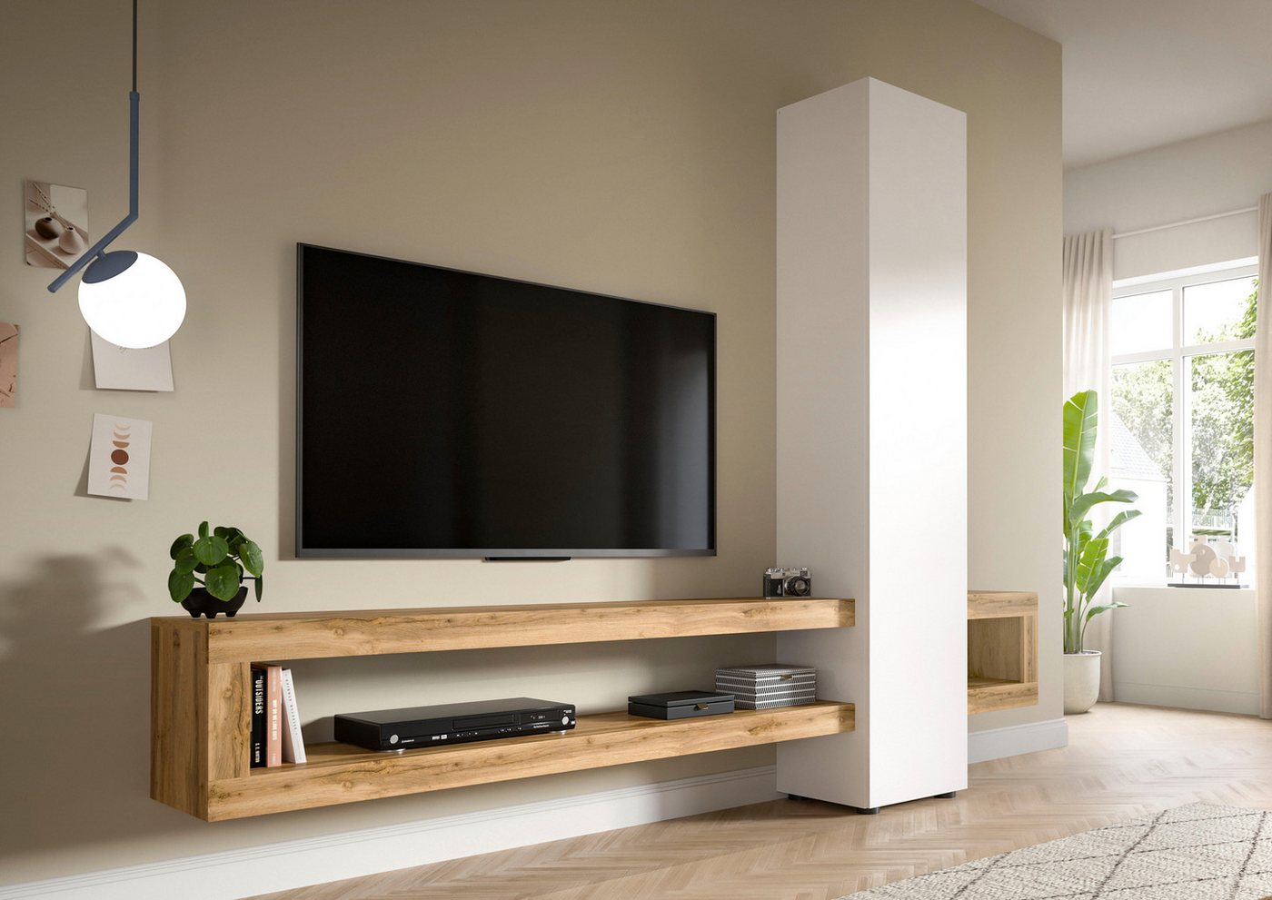 INOSIGN Wohnwand Zolder, Breite 240 cm, push-to-open, 1 Tür, 3 Einlegeböden, (2-St), 2 offene Fächer, TV-Wand, Media-Möbel, TV-Möbel, Wohnzimmermöbel von INOSIGN