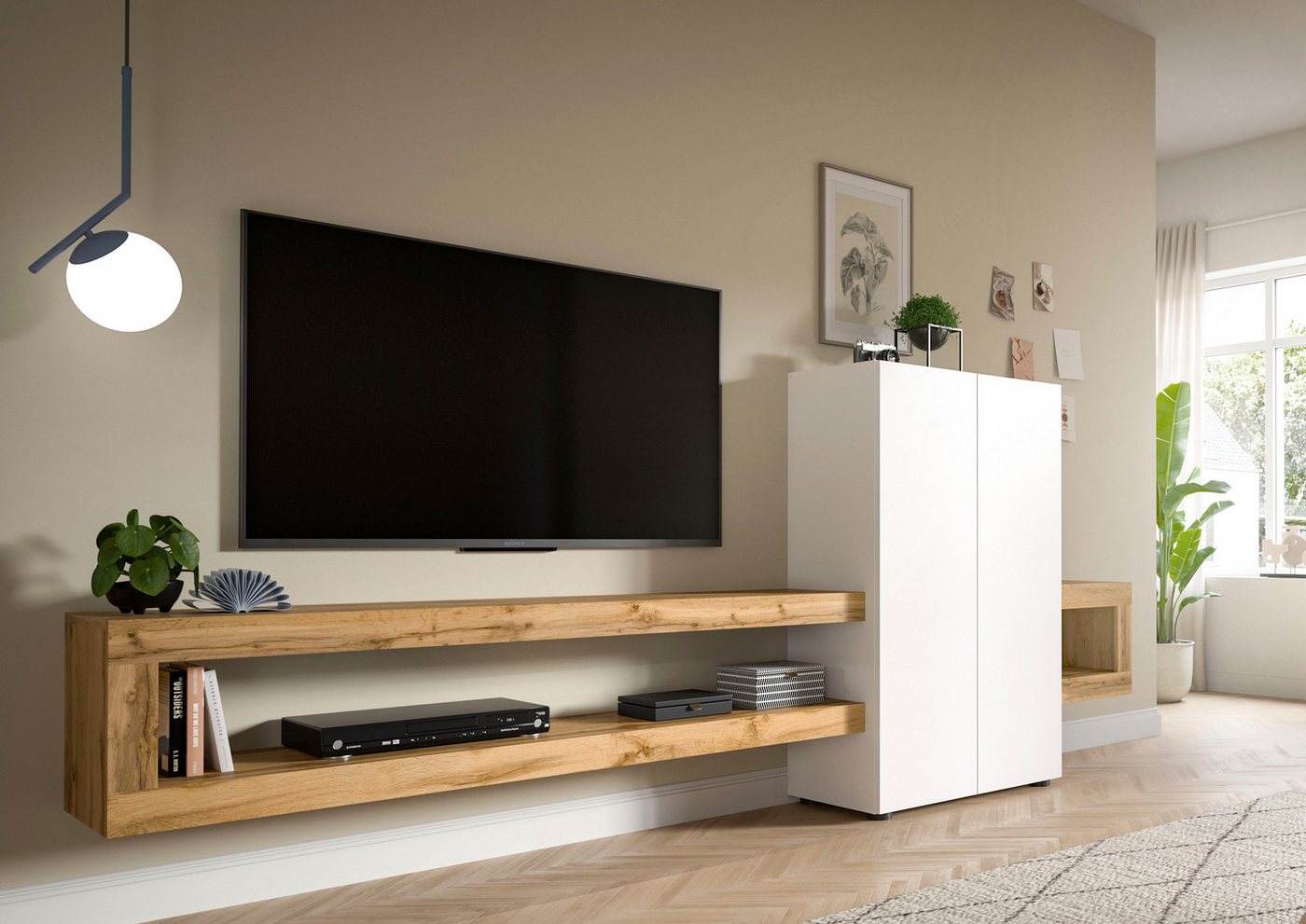 INOSIGN Wohnwand Zolder, Breite 270 cm, push-to-open, 2 Türen, 2 Einlegeböden, (2-St), 2 offene Fächer, TV-Wand, Media-Möbel, TV-Möbel, Wohnzimmermöbel von INOSIGN