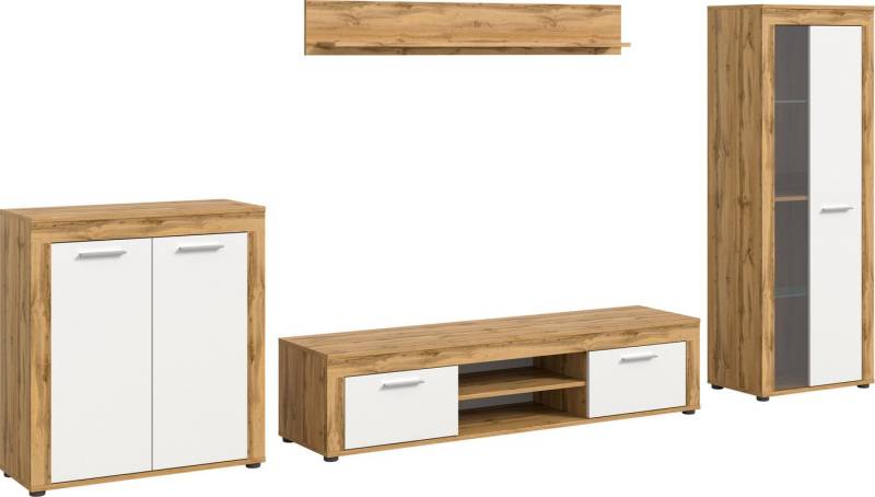 INOSIGN Wohnwand Aosta, Breite 330cm, best. aus Highboard, Lowboard, Wandboard, Vitrine, (4-St), Wohnwand, Kombination, Anbauwand, Möbel Set, Schrankwand, Möbel Kombi von INOSIGN