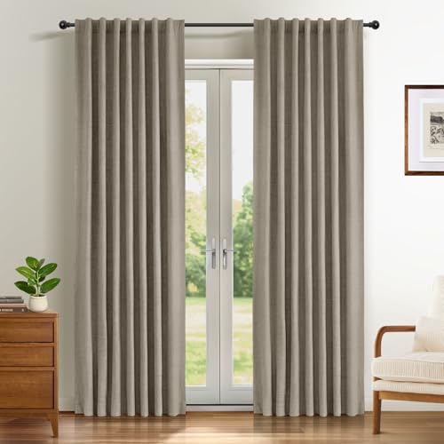INOVADAY 100% Verdunklungsvorhänge 2 Stück,Vorhäng Blickdicht Thermovorhang Kälteschutz Vorhang,Gardinen Schlafzimmer Wohnzimmer,H 225 x B 140 cm,Leinen von INOVADAY