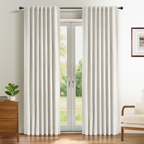 INOVADAY 100% Verdunklungsvorhänge 2 Stück,Vorhäng Blickdicht Thermovorhang Kälteschutz Vorhang Beige,Gardinen Schlafzimmer Wohnzimmer,H 245 x B 140 cm von INOVADAY