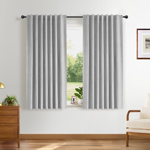 INOVADAY 100% Verdunklungsvorhänge 2 Stück,Vorhäng Blickdicht Thermovorhang Kälteschutz Vorhang Grauweiß,Gardinen Schlafzimmer Wohnzimmer,H 160 x B 140 cm von INOVADAY