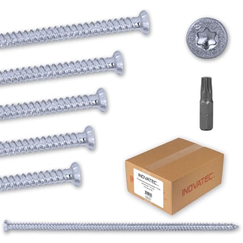 100 x INOVATEC Fensterrahmenschrauben TX30 Senkkopf 7,5 x 182 mm inkl. Bit von INOVATEC GmbH