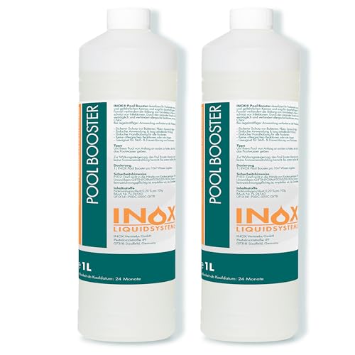 INOX® - Effektiver Pool Booster 2x1L Algenvernichter Pool | Flüssiges Algizid für Pool | Desinfizierendes Reinigungsmittel gegen Algen | Hochwirksames Algizid Pool flüssig von INOX-LIQUIDSYSTEMS