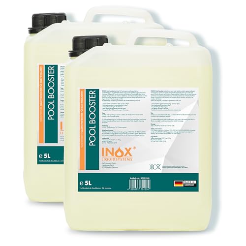 INOX® Pool Booster 2x5L – Hochwirksames Algizid für Pool | Flüssiger Algenvernichter mit Klareffekt | Desinfizierendes Pool Reinigungsmittel gegen Algen, Bakterien & Keime von INOX-LIQUIDSYSTEMS
