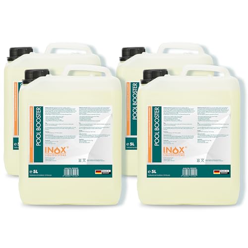 INOX® Pool Booster 4x5L – Hochwirksames Algizid für Pool | Flüssiger Algenvernichter mit Klareffekt | Desinfizierendes Pool Reinigungsmittel gegen Algen, Bakterien & Keime von INOX-LIQUIDSYSTEMS