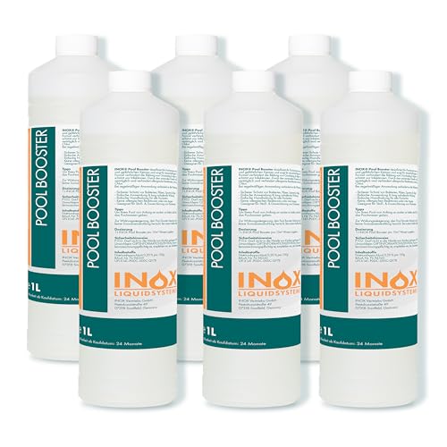 INOX® - Effektiver Pool Booster| Algenvernichter Pool | Flüssiges Algizid für Pool | Desinfizierendes Reinigungsmittel gegen Algen | Hochwirksames Algizid Pool flüssig (6, 1L) von INOX-LIQUIDSYSTEMS