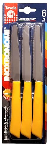 SET 6 COLTELLI DA TAVOLA BONOMI MADE IN ITALY COL. GIALLO LAMA INOX von INOXBONOMI