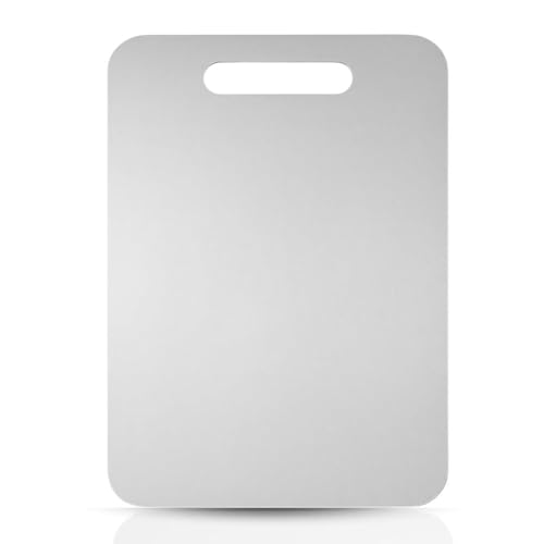 INOXLM Schneidebrett aus lebensmittelechtem Edelstahl, 34 x 23 cm, Haccp-geeignet, professionell, doppelseitig, robust, Schneidebrett aus Stahl für Küche, Bar und Restaurant – Made in Italy von INOXLM
