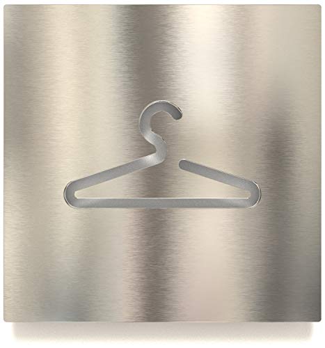 Edelstahl Hinweis-Schild Garderobe - selbstklebend & pflegeleicht - Design Piktogramm - Türschild H-01-E von INOXSIGN