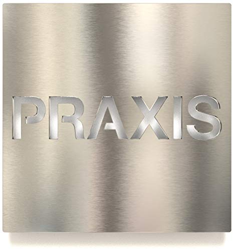 Edelstahl Hinweis-Schild Praxis - selbstklebend & pflegeleicht - Design Piktogramm - Türschild H-69-E von INOXSIGN