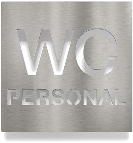 Edelstahl WC-Schild Personal - selbstklebend & pflegeleicht - Design Toiletten-Schild W-13-E von INOXSIGN