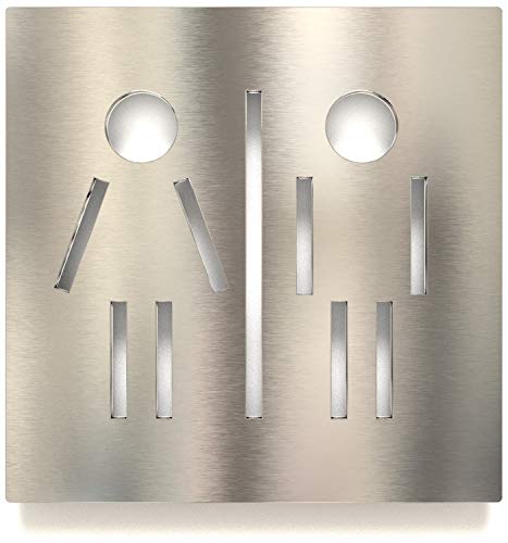 Edelstahl WC-Schild - selbstklebend & pflegeleicht - Design Toiletten-Schild C-05-E von INOXSIGN