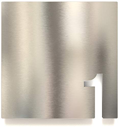 Edelstahl Zimmer-Nummer 1 - selbstklebend & pflegeleicht - Design Tür-Schild - Raum-Nummer Z-03-001-E von INOXSIGN