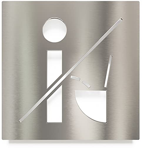 Edelstahl Hinweis-Schild "Bitte setzen" - selbstklebend & pflegeleicht - Design Piktogramm - WC-Schild H-21-E von INOXSIGN