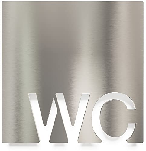 Edelstahl WC-Schild - selbstklebend & pflegeleicht - Design Toiletten-Schild W-10-E von INOXSIGN