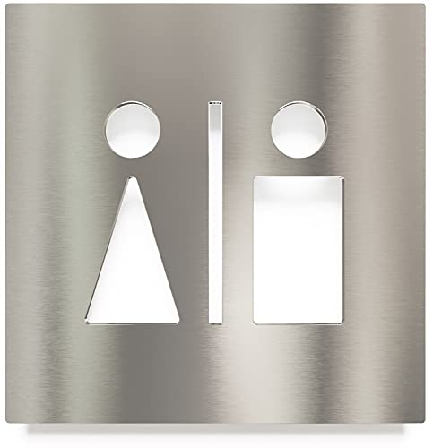 Edelstahl WC-Schild – selbstklebend & pflegeleicht – Unisex Toiletten-Schild – C.03.E Edelstahl WC-Schild – selbstklebend & pflegeleicht – Unisex Toiletten-Schild – C.03.E von INOXSIGN