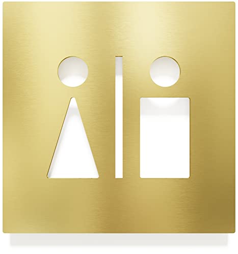 Messing WC-Schild - selbstklebend & matt gebürstet - Design Toiletten-Schild C-03-M von INOXSIGN