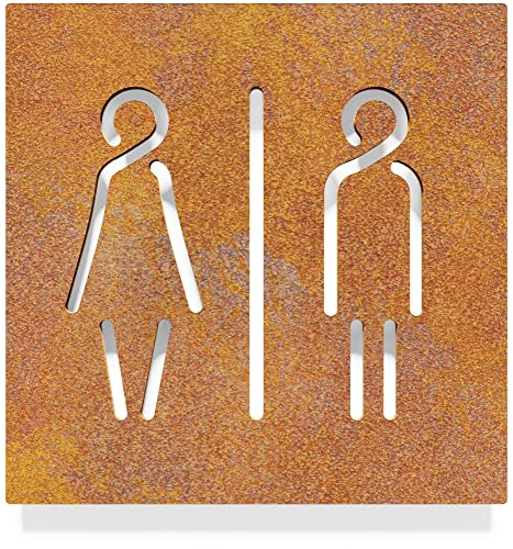 Vintage WC-Schild - selbstklebend - Retro Design Toiletten-Schild C-02-R von INOXSIGN