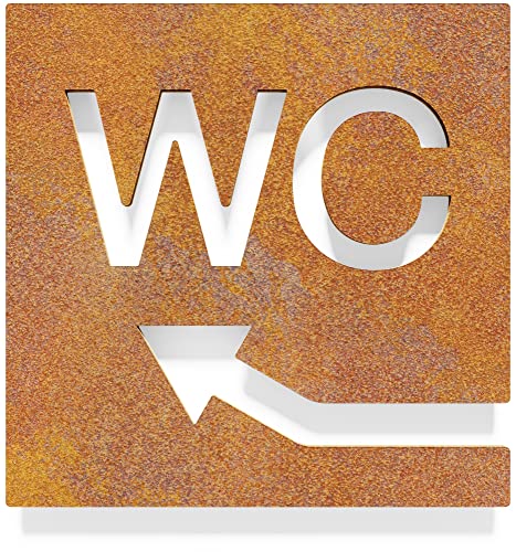 Vintage WC-Schild - selbstklebend - Retro Design Toiletten-Schild mit Pfeil links W-07-R von INOXSIGN