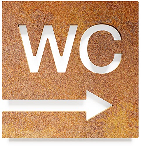 Vintage WC-Schild - selbstklebend - Retro Design Toiletten-Schild mit Pfeil rechts W-02-R von INOXSIGN